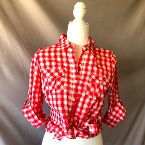 Red and White Gingham Shirt